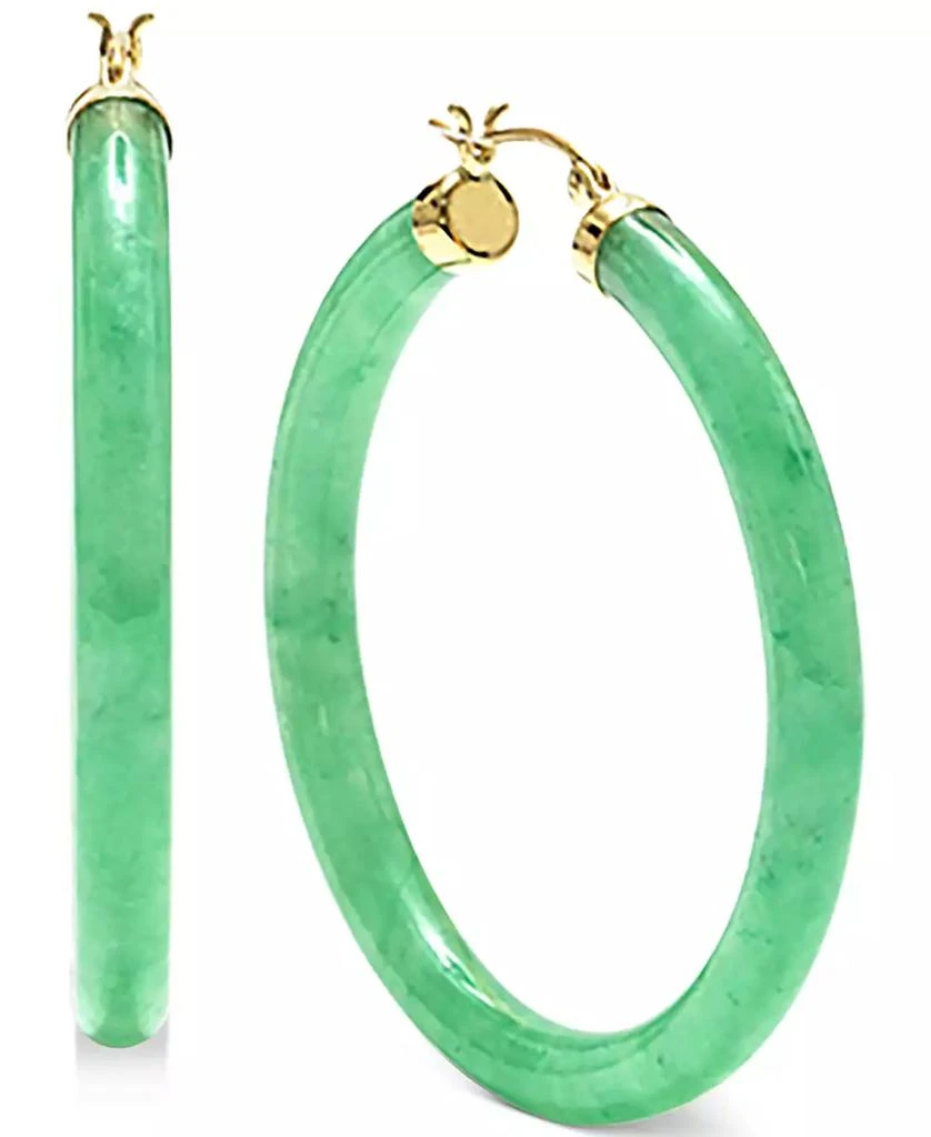 商品Macy's|Dyed Jade (45mm) Medium Hoop Earrings in 14k Gold-Plated Sterling Silver, 1.77",价格¥1047,第1张图片