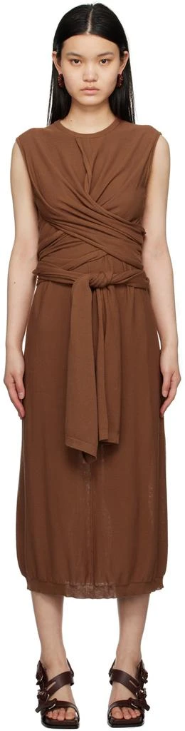 商品Lemaire|Brown Knotted Midi Dress,价格¥2542,第1张图片