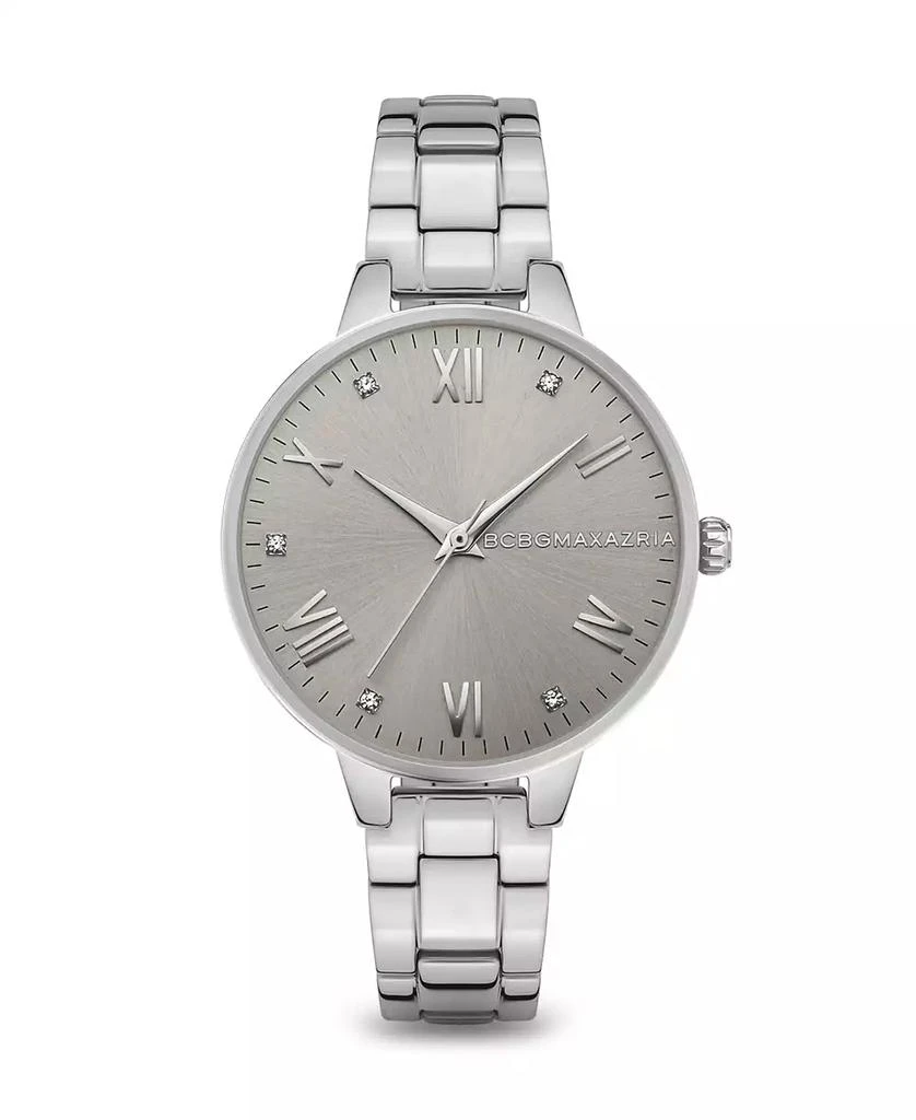 商品BCBG|Women's 3 Hands Silver-Tone Stainless Steel Bracelet Watch 32 mm,价格¥514,第1张图片