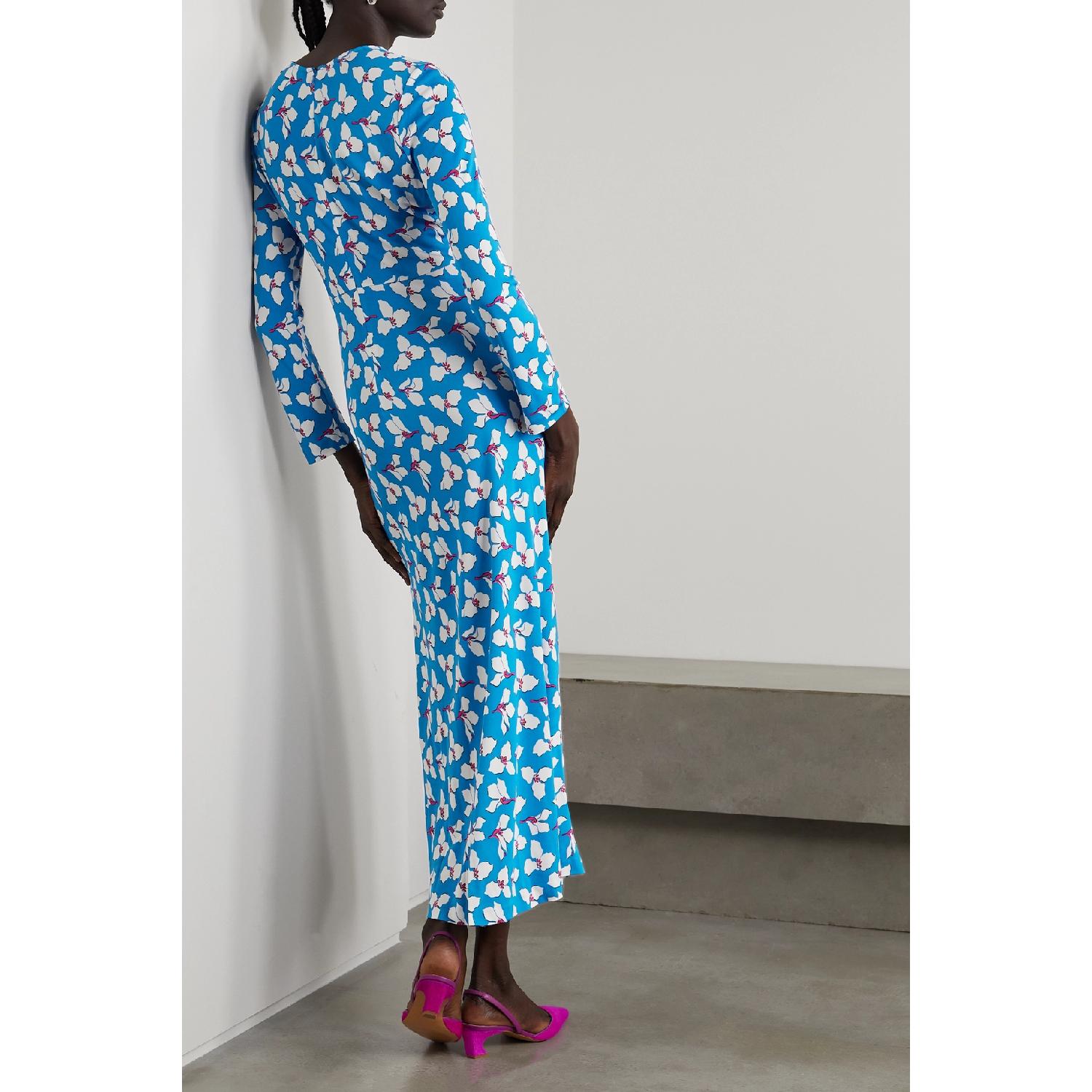 包邮包税【预售7天发货】 DIANE VON FURSTENBERG 23秋冬 女士 连衣裙 Timmy 缩褶花卉印花弹力平纹布中长连衣裙 1647597303930870 DVFDL1R006GFMSB 商品第4张图片规格展示