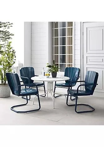 商品Crosley Furniture|Furniture Crosley Furniture Ko10015nv Outdoor Dining Set Navy Gloss White Satin   Dining Table 4 Chairs   5 Piece,价格¥3968,第1张图片