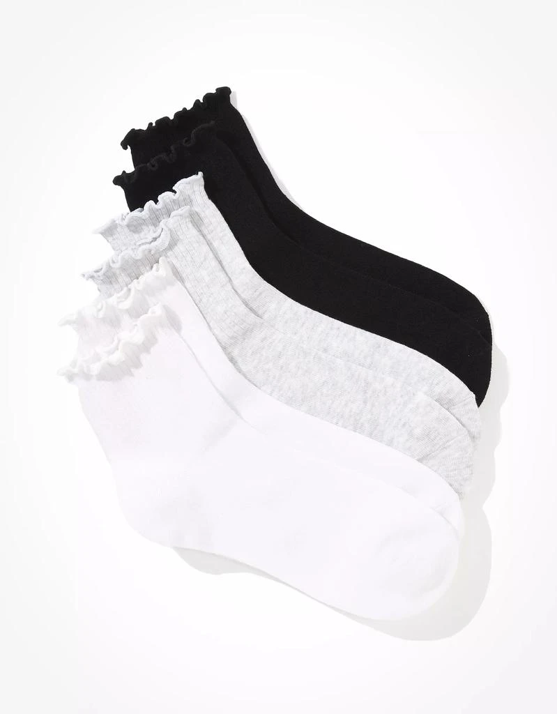 商品AE|AE Ruffle Trim Boyfriend Socks 3-Pack,价格¥92,第2张图片详细描述