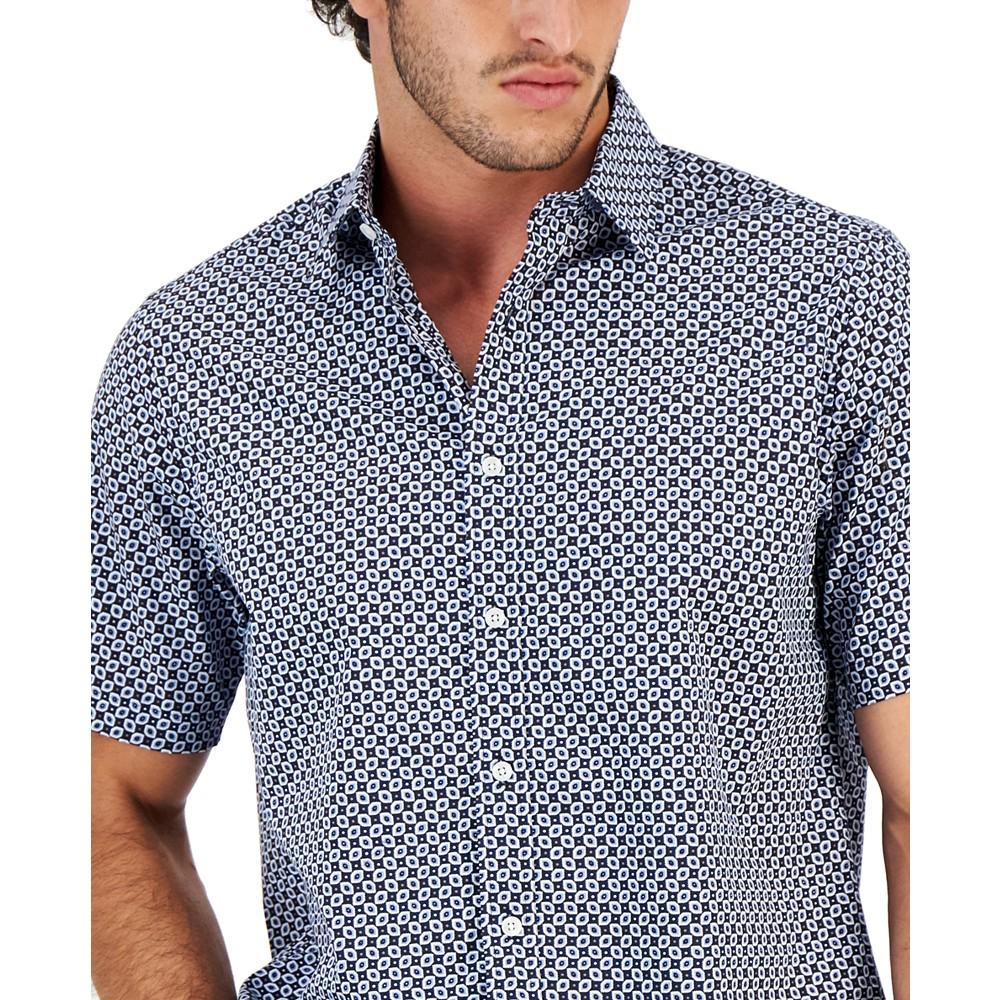 Men's Geometric Woven Short-Sleeve Button-Up Shirt, Created for Macy's商品第3张图片规格展示