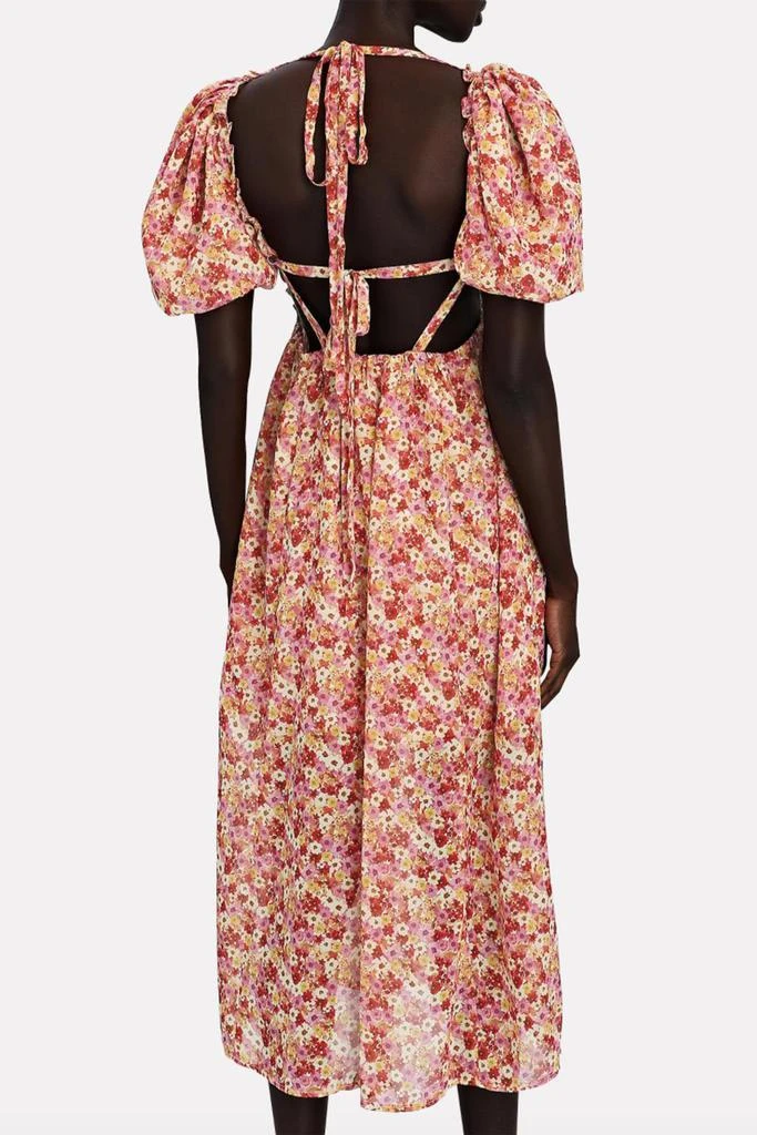 商品For Love & Lemons|Felicia Floral-Print Tie-Back Midi Dress In Red,价格¥1141,第3张图片详细描述