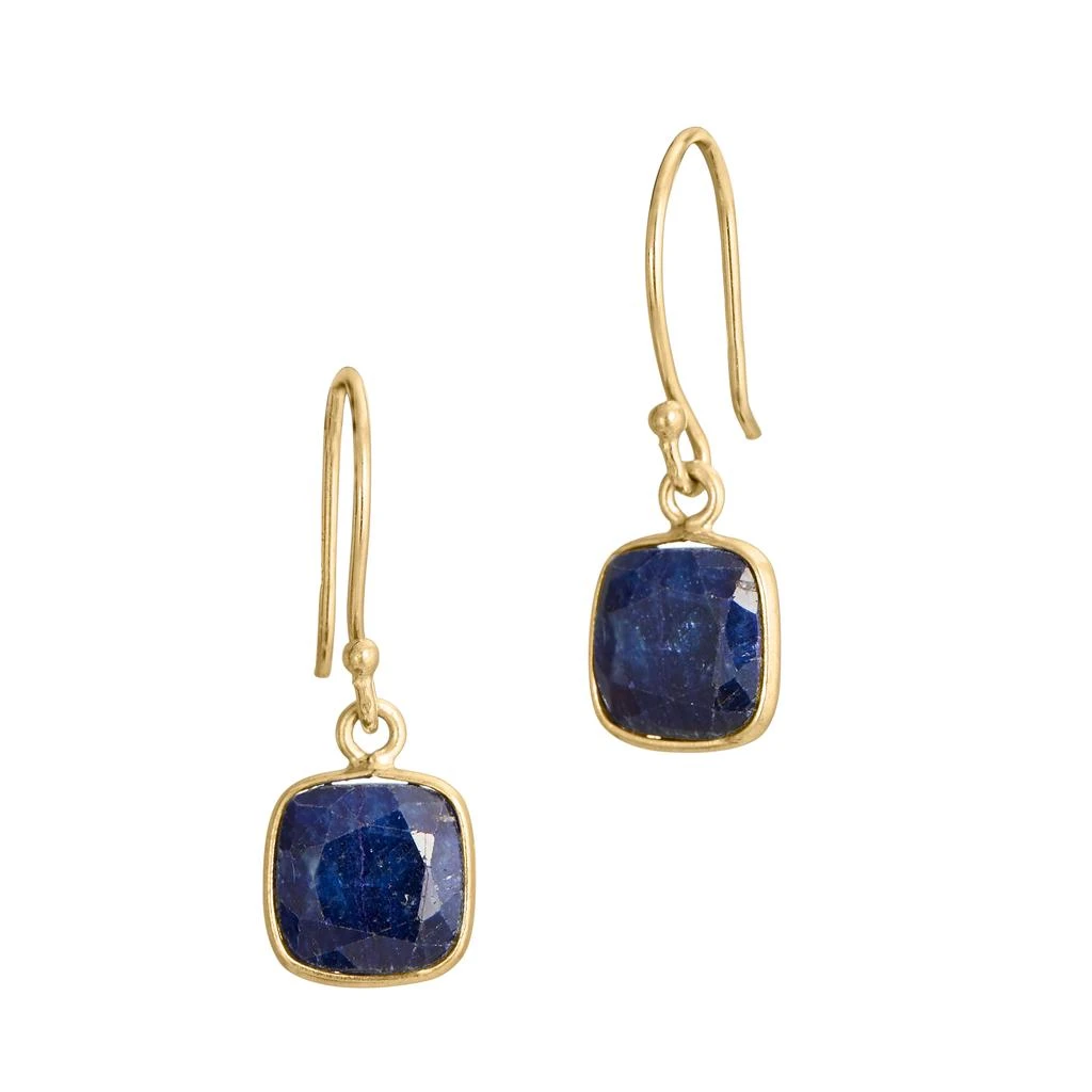 商品Savvy Cie Jewels|18k Gold Plated Blue Sapphire 3.80 carat wire earringa,价格¥193,第1张图片