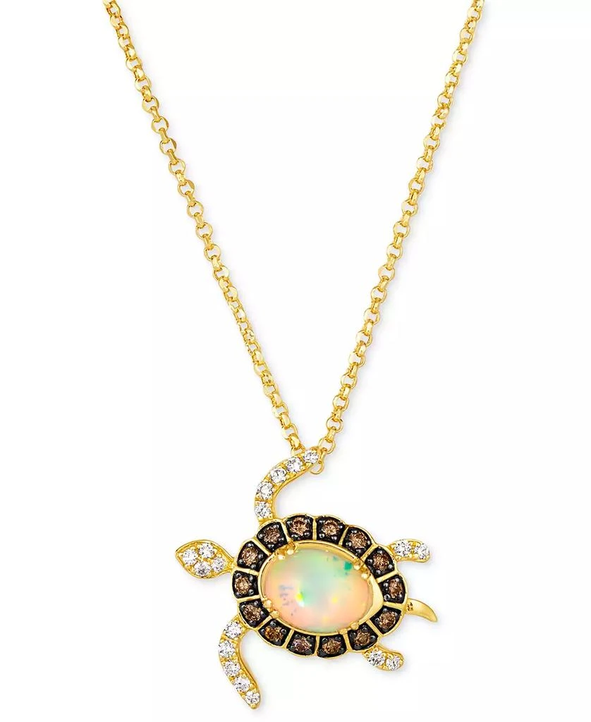 商品Le Vian|Chocolatier® Neopolitan Opal (1 ct. t.w.) & Diamond (1/2 ct. t.w.) Sea Turtle Adjustable 20" Pendant Necklace in 14k Gold,价格¥42505,第1张图片