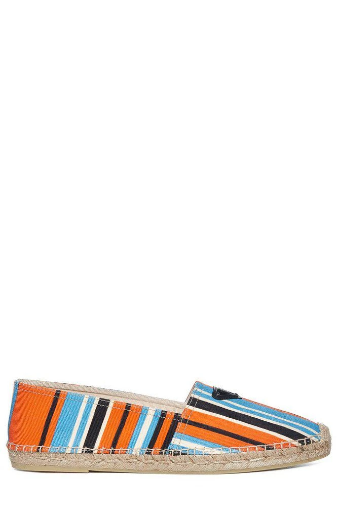 商品Prada|Prada Logo Patch Striped Slip-On Espadrillas,价格¥2808,第1张图片