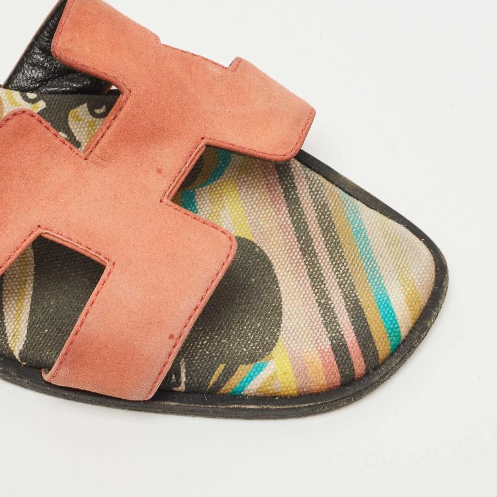 Hermes Pink Suede Oran Flat Slides Size 38 商品