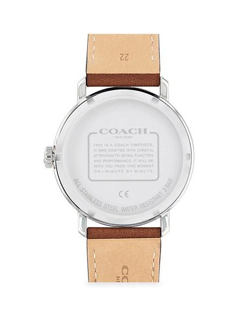 商品Coach|Harrison Stainless Steel Leather Strap Watch,价格¥1284,第6张图片详细描述