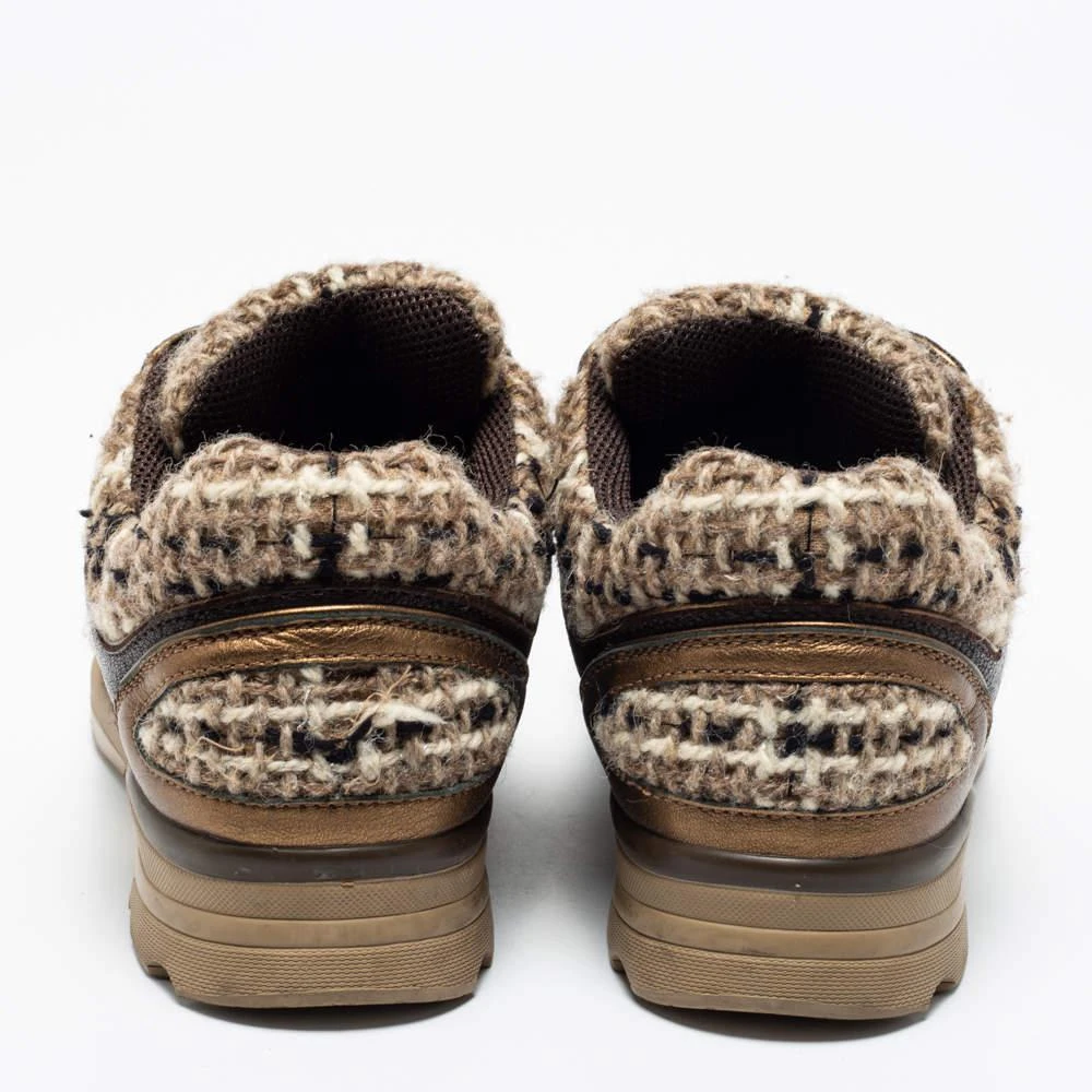 商品[二手商品] Chanel|Chanel Brown Tweed And Leather CC Low Top Sneakers Size 38,价格¥4006,第5张图片详细描述