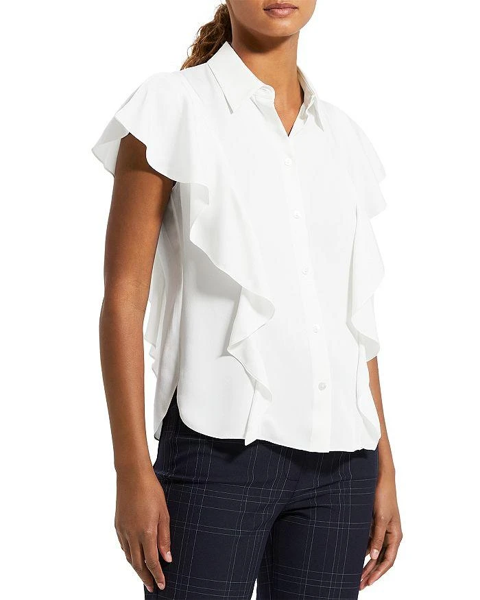 商品Theory|Modern Silk Ruffle Top,价格¥664,第1张图片