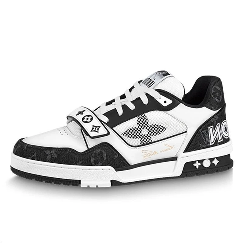 商品[国内直发] Louis Vuitton|Trainer 皮革 经典印花 中帮 板鞋 女款 黑白,价格¥12254,第1张图片
