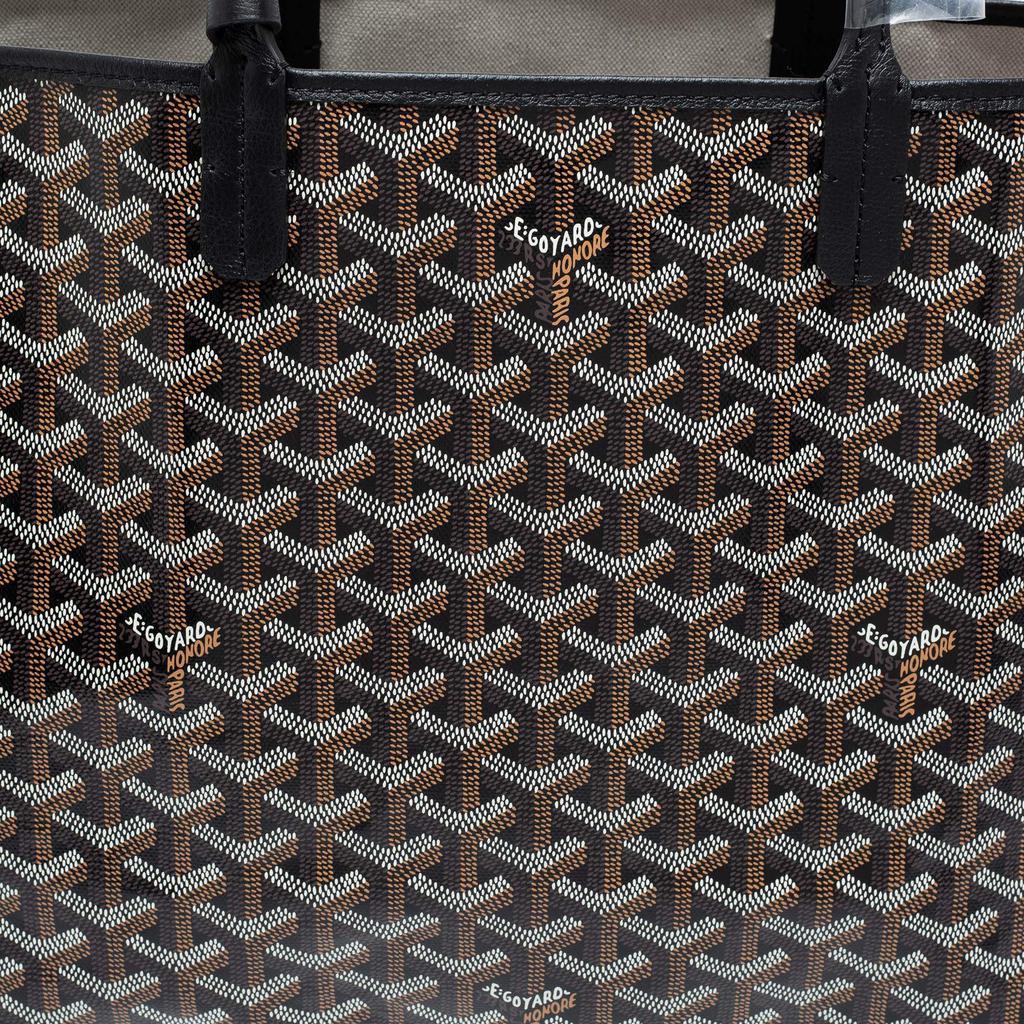 商品Goyard|Goyard Black Goyardine Coated Canvas and Leather Saint Louis PM Tote,价格¥21602,第7张图片详细描述