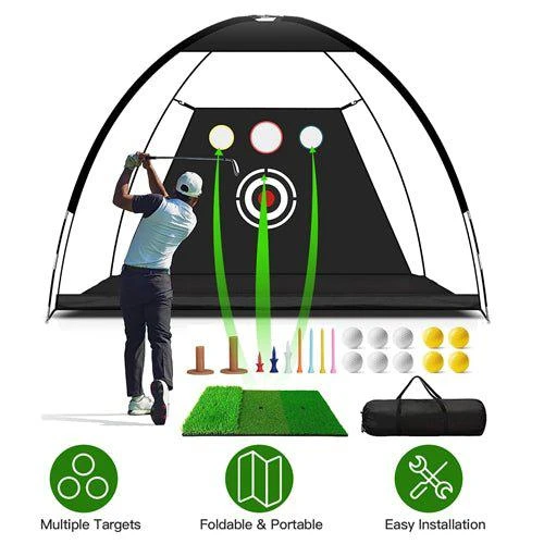 商品Fresh Fab Finds|10x7' Golf Practice Net Golf Training Aids Driving Hitting Nets With Tri-Turf Golf Mat Target Cloth 10 Golf Balls 7 Golf Tees 2 Rubber Golf Tee Holder,价格¥1142,第1张图片