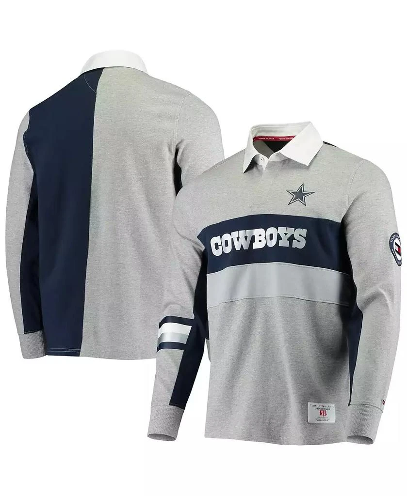 商品Tommy Hilfiger|Men's Heathered Gray Dallas Cowboys Rugby Long Sleeve Polo,价格¥674,第1张图片