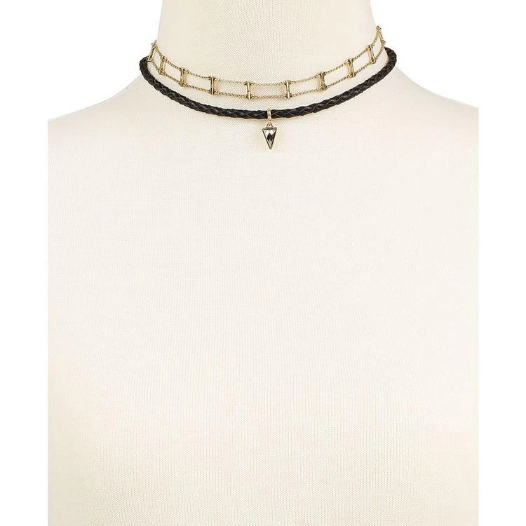 商品Lucky Brand|Gold-Tone 2-Pc. Set Black Leather Choker Necklaces, a Macy's Exclusive Style,价格¥348,第3张图片详细描述