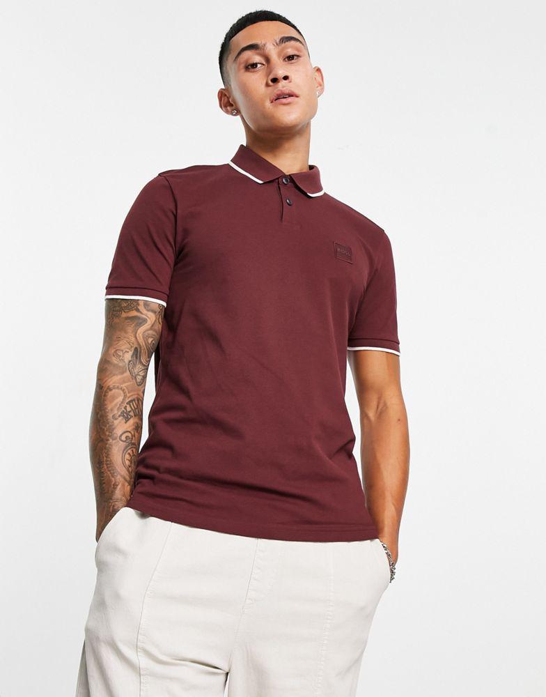 商品Hugo Boss|BOSS Casual Passertip short sleeve polo in dark red,价格¥690,第1张图片