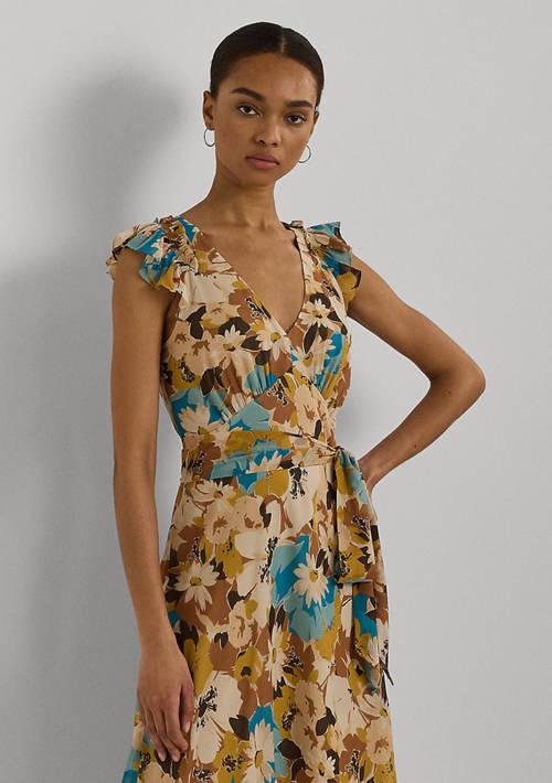 Ralph Lauren 花柄 ベルト ワンピース Floral Belted Crinkle Women's Lauren Ralph Lauren Floral Belted Crinkle Georgette