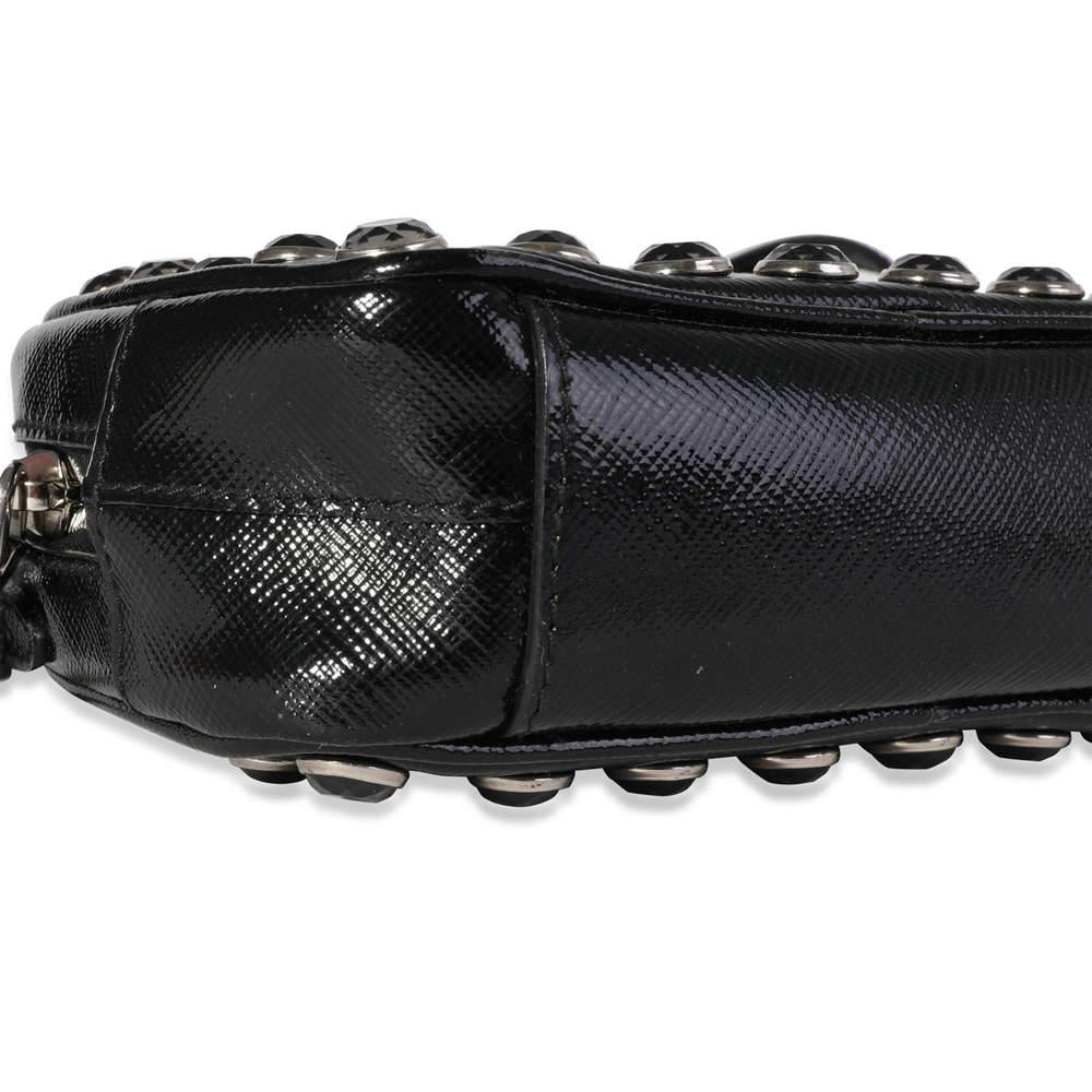 Prada Black Crystal-Embellished Patent Saffiano Leather Mini Camera Bag商品第6张图片规格展示
