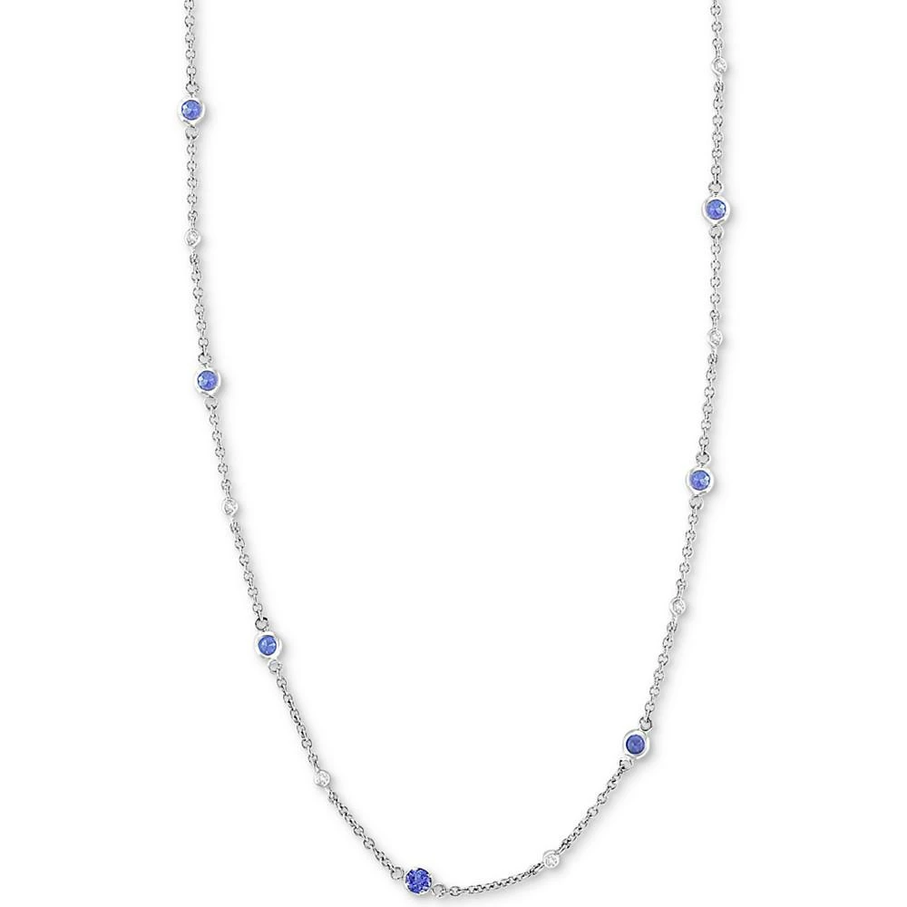 商品Effy|EFFY® Emerald (1-1/4 ct. t.w.) & Diamond (1/8 ct. t.w.) Station Collar Necklace in 14k White Gold (Also Available in Tanzanite),价格¥8367,第1张图片