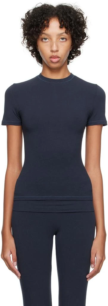 商品SKIMS|Navy Cotton Jersey T-Shirt,价格¥387,第1张图片
