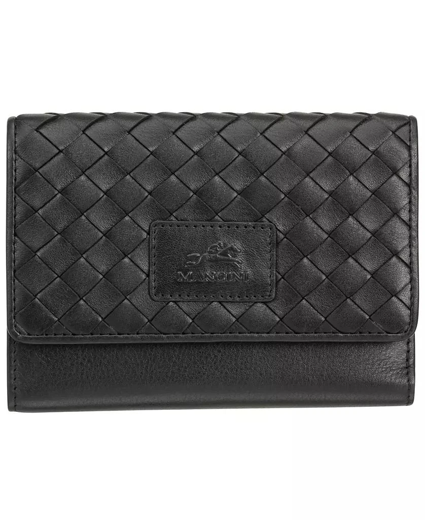 商品Mancini Leather Goods|Women's Basket Weave Collection RFID Secure Mini Clutch Wallet,价格¥579,第1张图片