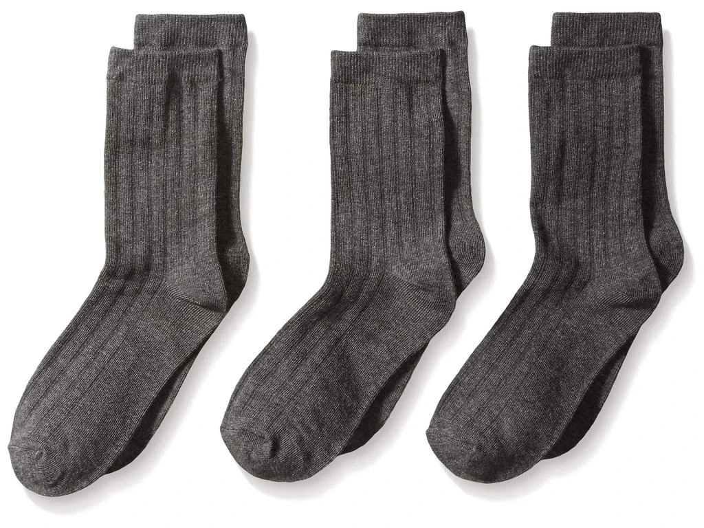 商品Jefferies Socks|Big Boy's Rib Dress Crew Socks (Pack of 3),价格¥86,第1张图片