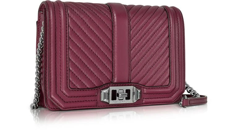 商品Rebecca Minkoff|甜菜色雪佛龙绗缝皮革小号Love 斜挎包,价格¥1127,第2张图片详细描述