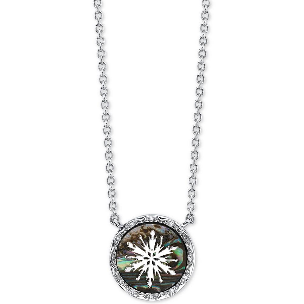 Frozen 2 Snowflake Abalone Pendant Necklace in Silver Plate, 16" + 2" extender商品第1张图片规格展示