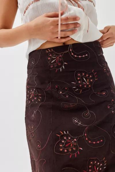 Urban Renewal Remnants Floral Embellished Midi Skirt商品第2张图片规格展示