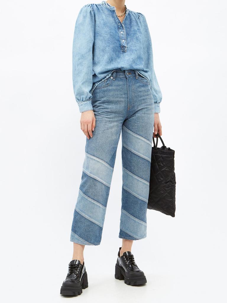 Patchwork organic-cotton straight-leg jeans商品第2张图片规格展示
