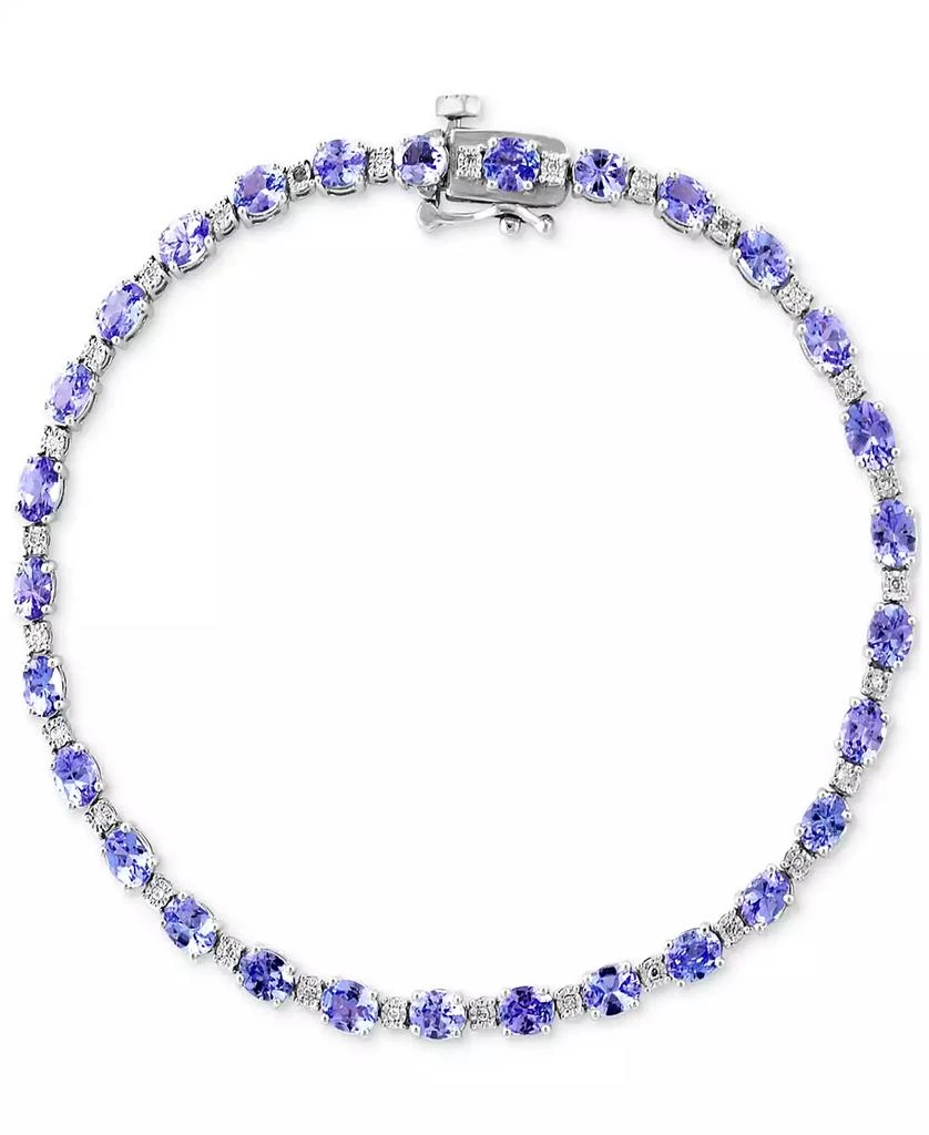 商品Effy|EFFY® Tanzanite (4-3/4 ct. t.w.) & Diamond (1/20 ct. t.w.) Link Bracelet in Sterling Silver,价格¥2749,第3张图片详细描述