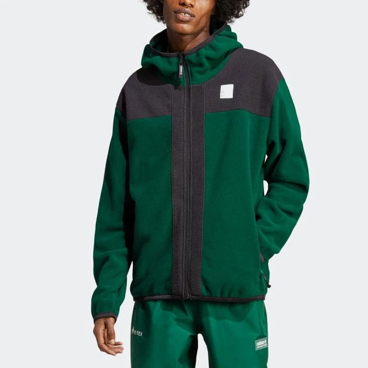 商品[国内直发] Adidas|adidas 拼色Logo贴标全拉链羊毛夹克外套 男款 绿色,价格¥341,第4张图片详细描述