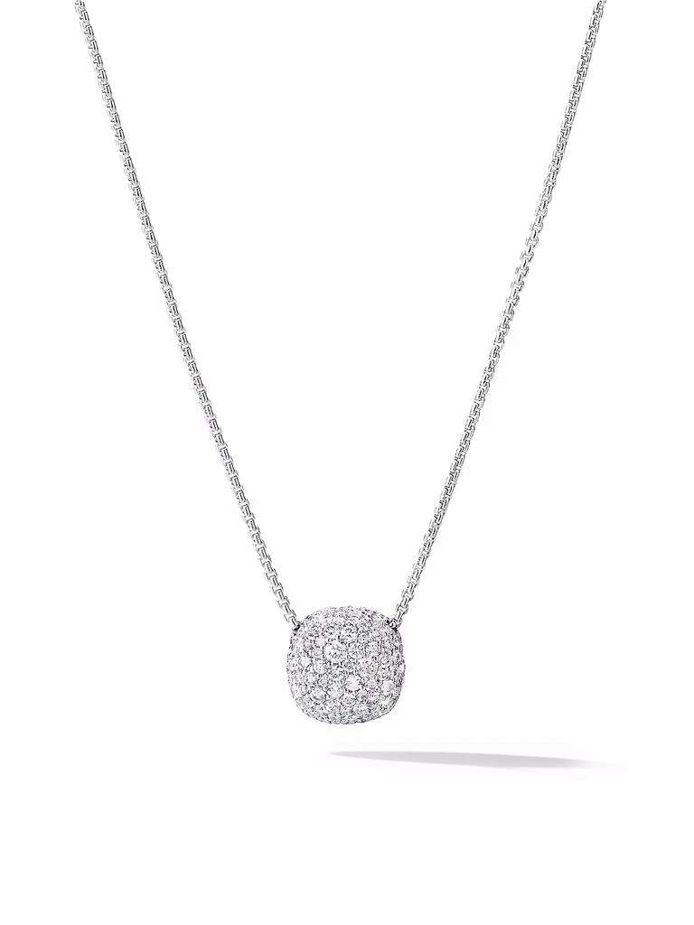 商品David Yurman|Pavé Cushion Pendant Necklace in 18K White Gold,价格¥25474,第1张图片