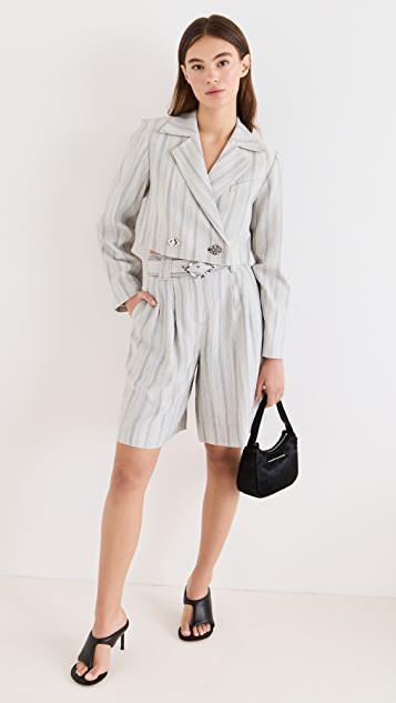 商品Ganni|垂褶条纹西装外套,价格¥2757,第7张图片详细描述