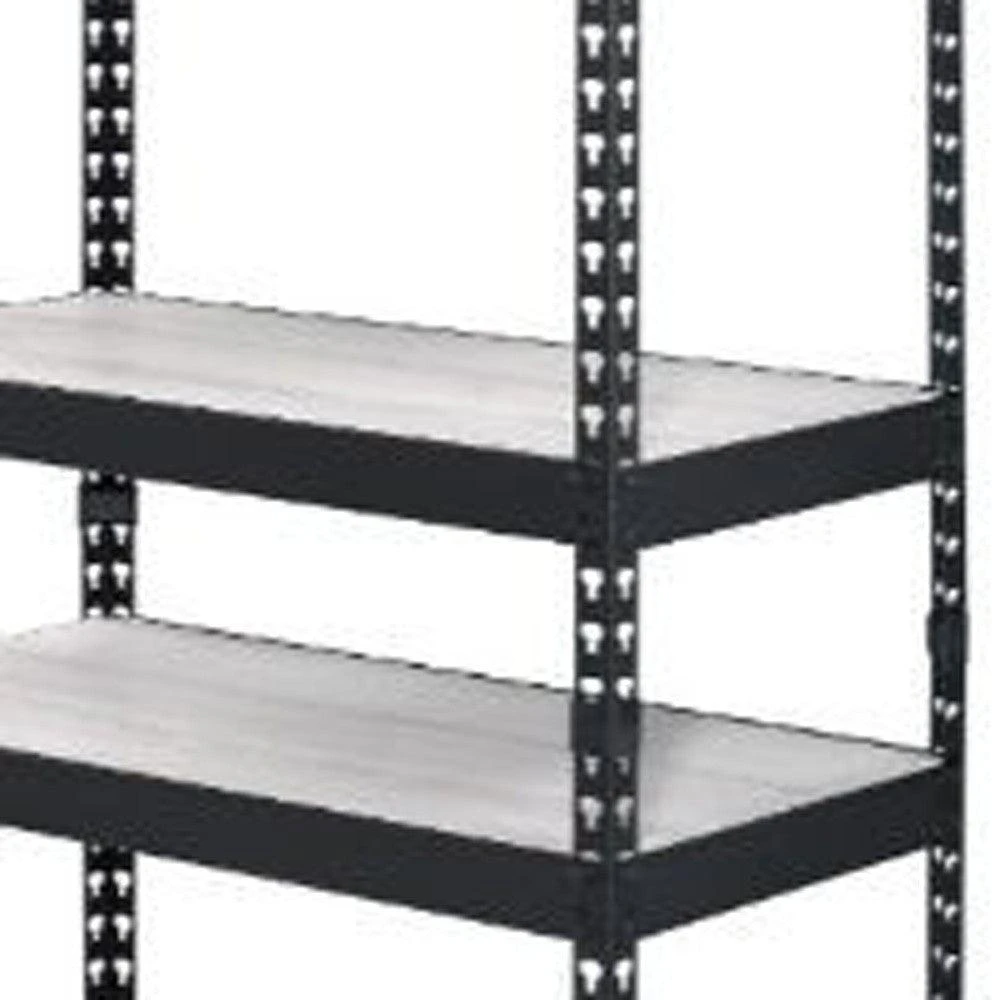 商品Homezia|48" Brown and Black Metal Adjustable Four Tier Bookcase,价格¥1810,第4张图片详细描述