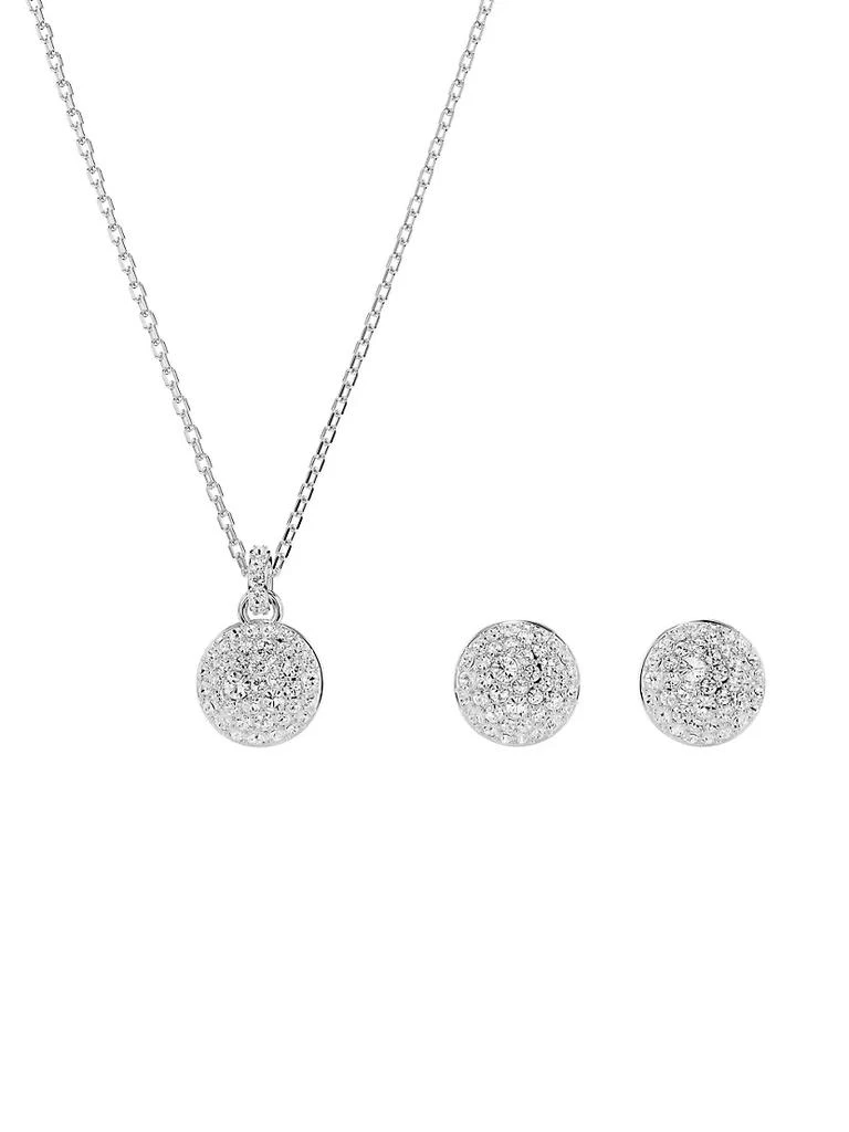 商品Swarovski|Meteora Rhodium-Plated & Swarovski Crystal Pendant Necklace & Earrings Set,价格¥877,第1张图片