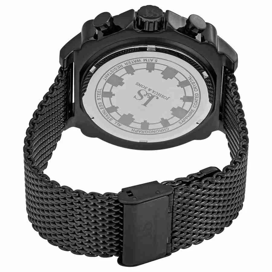 商品Joshua and Sons|Joshua & Sons Chronograph Black Dial Black Ion-plated Mesh Men's Watch JS58BK,价格¥766,第3张图片详细描述