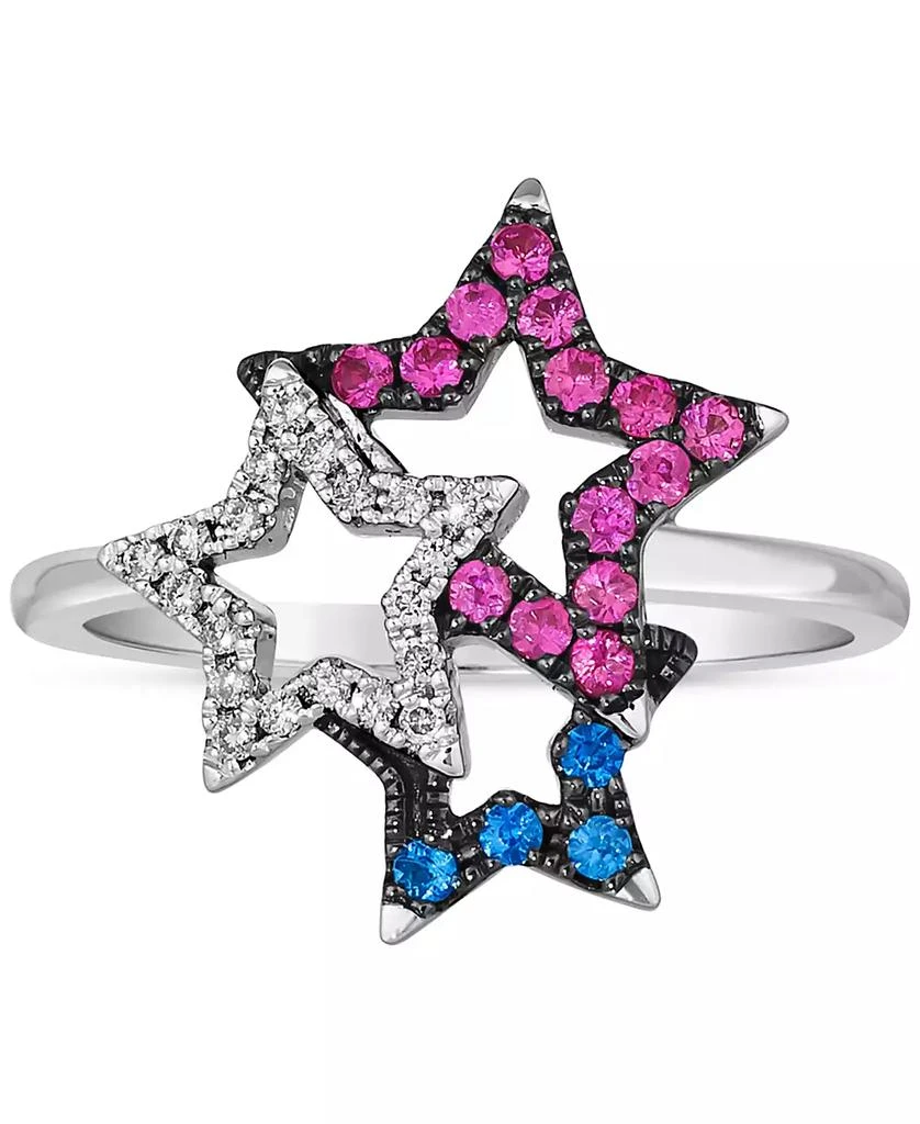 商品Le Vian|Multi-Gemstone (1/4 ct. t.w.) & Vanilla Diamond (1/10 ct. t.w.) Triple Star Statement Ring in 14k White Gold,价格¥6017,第1张图片