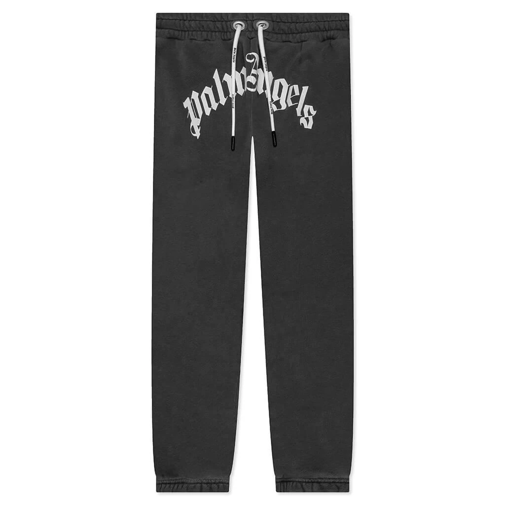 商品Palm Angels|Palm Angels Curved Logo Sweatpants - Black/White,价格¥4316,第1张图片