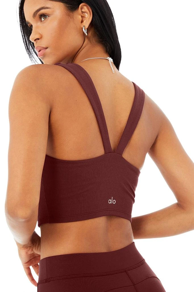 商品Alo|Alosoft Ribbed Chic Bra Tank - Cranberry,价格¥486,第5张图片详细描述