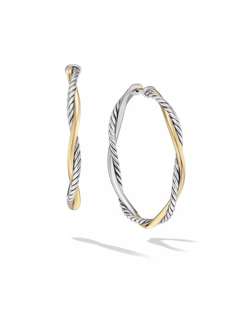 商品David Yurman|Infinity Hoop Earrings in Sterling Silver with 14K Yellow Gold, 42MM,价格¥7462,第1张图片