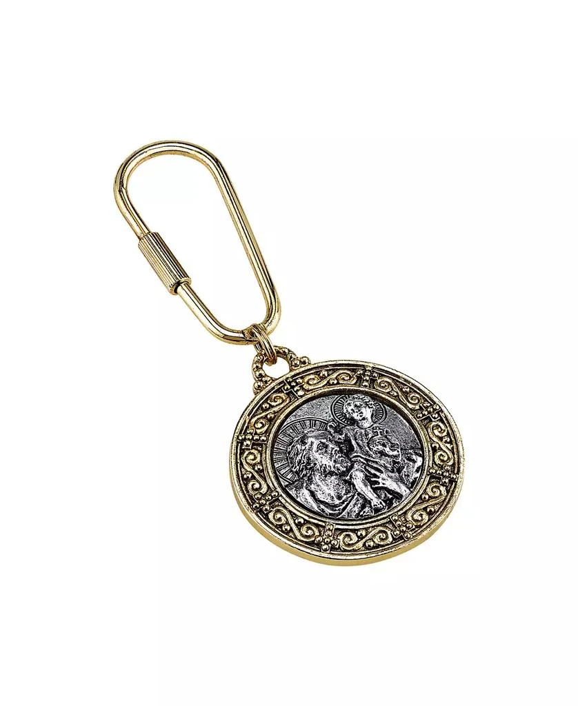 商品Symbols of Faith|14K Gold-Dipped and Silver-Tone St. Christopher Key Fob,价格¥414,第1张图片
