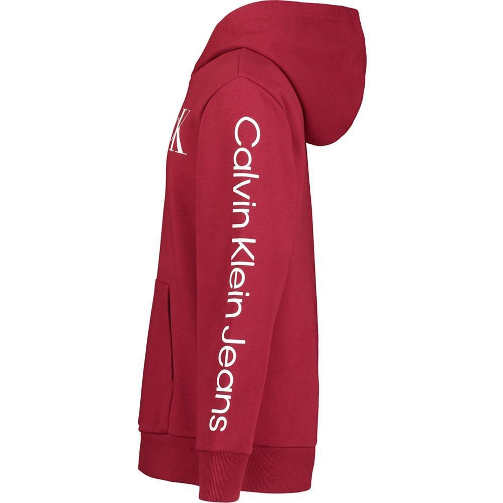 商品Calvin Klein|Big Boys Long Sleeve Simply Vertical Logo Pullover Hoodie,价格¥144,第4张图片详细描述