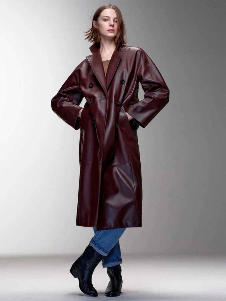 商品Max Mara|Ussuri Double Breasted Leather Long Coat,价格¥14778,第3张图片详细描述