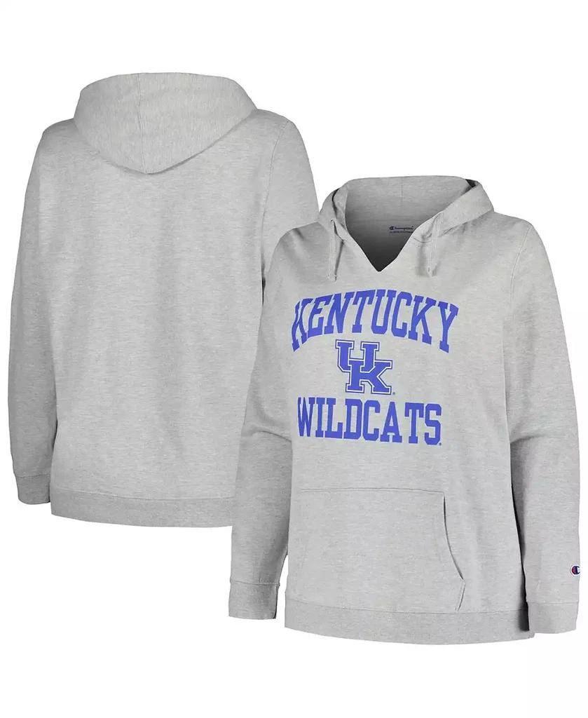 商品CHAMPION|Women's Heather Gray Kentucky Wildcats Plus Size Heart & Soul Notch Neck Pullover Hoodie,价格¥360,第1张图片