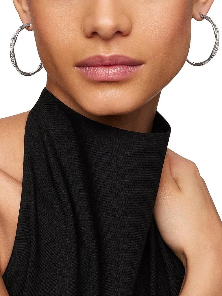 商品David Yurman|Infinity Hoop Earrings in Sterling Silver with Diamonds, 42MM,价格¥14424,第2张图片详细描述