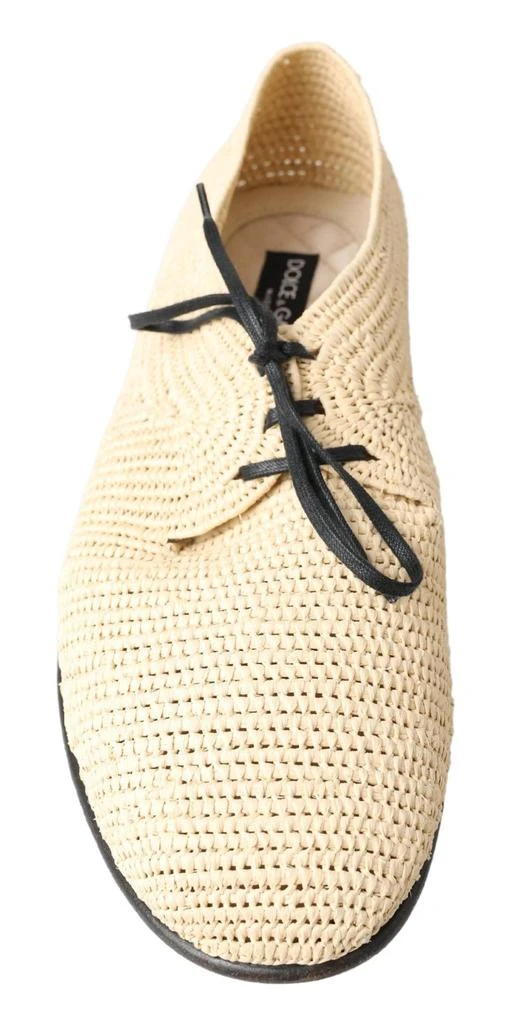 商品Dolce & Gabbana|Dolce & gabbana Beige Woven Lace Up Casual Derby Shoes,价格¥3318,第4张图片详细描述