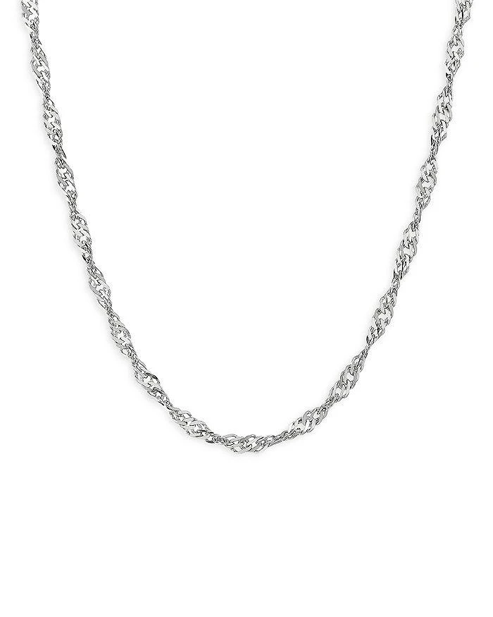 商品Bloomingdale's|14K White Gold Solid Singapore Link Chain Necklaces 16-24",价格¥7007,第1张图片