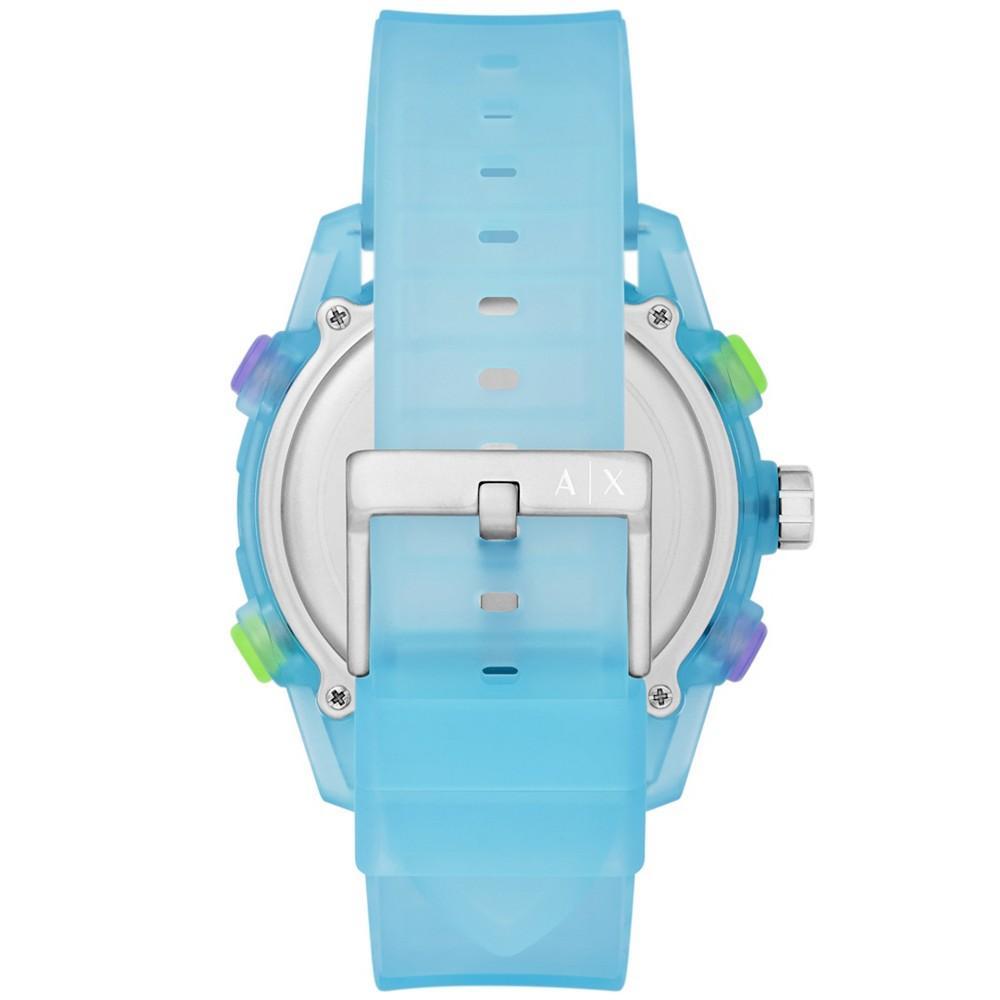 商品Armani Exchange|Men's Analog-Digital Blue Silicone Strap Watch,价格¥1101,第5张图片详细描述